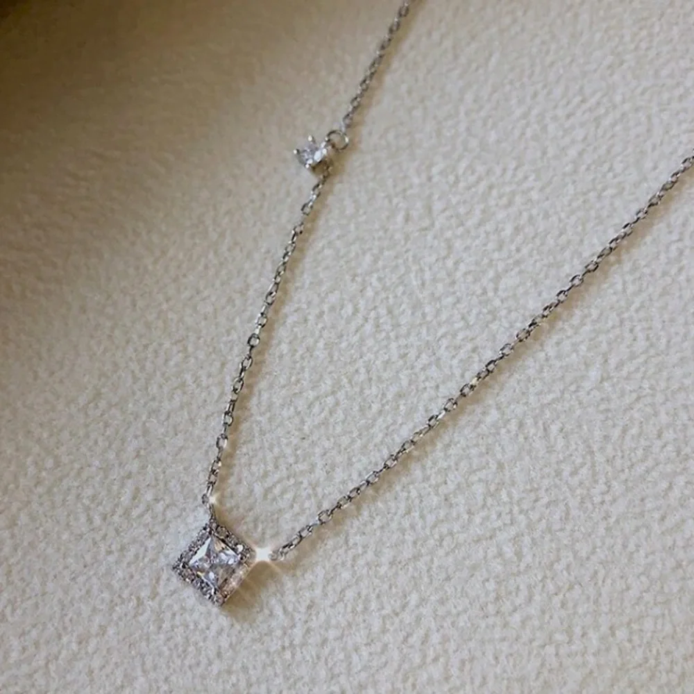 Sterling Silver Square Delicate Necklace - Picture 1 of 4